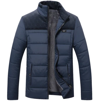 

Thick Winter Coats Men's 4XL Fleece Casual Parkas Men Outerwear Solid Male Jackets Brand Clothing J6T348