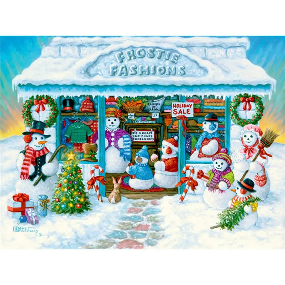 

5D Diamond Painting Snowman Cross Stitch DIY Diamond Embroidery Mosaic Picture Of Rhinestones Landscape Xmas Home Decor
