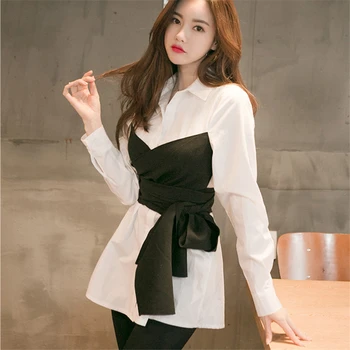 

Casual Patchwork Blouses Shirts Ladies Elegant Turn-down Collar Blouses Office Women Fashion Long Sleeves Shirts Blusas Mujer