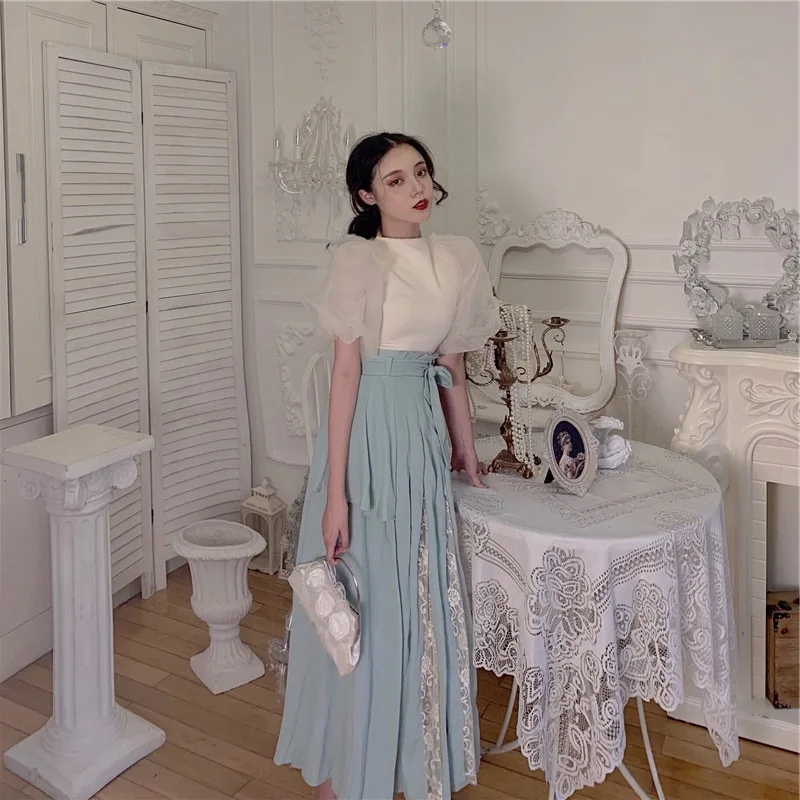 

Nana Trend WOMEN'S Clothing Store Fashion Elegant Sweet Retro Tops Pleat Industrial Sense of Design Skirt WOMEN'S Suit