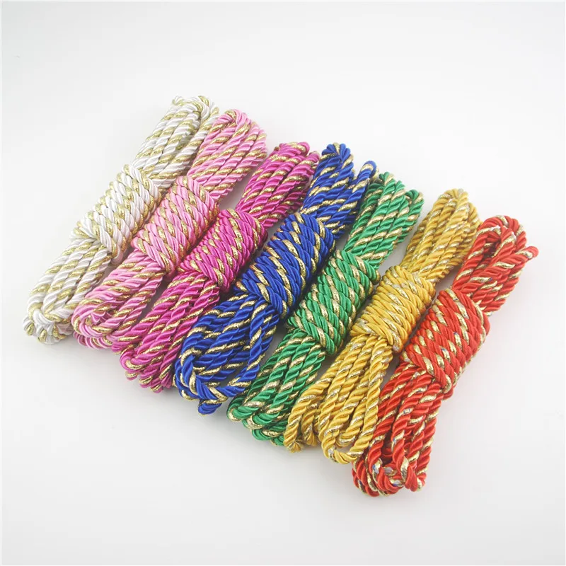 Macrame Rope 3 Strandt Twisted Cord Bracelet DIY Findings Couture Materiel Home Decor Accessories Lanyard 5meters 5mm String