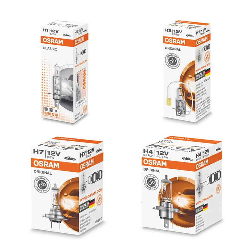 OSRAM H7 H1 H4 H3 H11 H8 12V 55W Headlight Lamp Light Original Classic 3200K Fog Lamp Halogen Bulb OEM Part OSRAM Original 2pcs 5