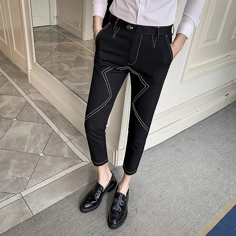 

28-34 2020 Men's Spring Summer Fashion Business Casual Ankle Length Pants Streetwear Suit Pants Male Formal Trousers Men Clothes