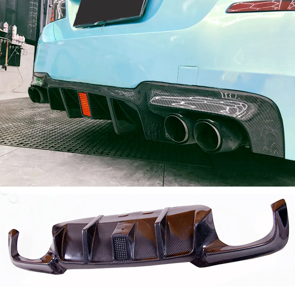 

For BMW F10 M5 Sedan 2012 - 2017 Carbon Fiber Rear Bumper Diffuser Bumper Lip spoiler Protector With Led Light Car Styling