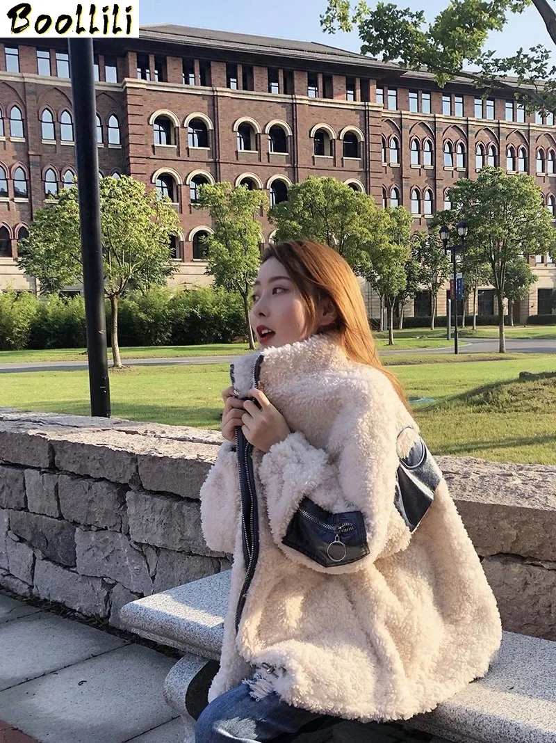 

Меховое пальто Boollili, куртка из 100% шерсти, женская одежда, зимнее пальто из 2023 овечьей шерсти, Женская корейская модная парка, топы из натурального меха