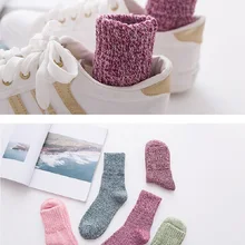 Модные простые однотонные женские носки, зимние шерстяные толстые теплые дышащие эластичные носки средней высоты для женщин