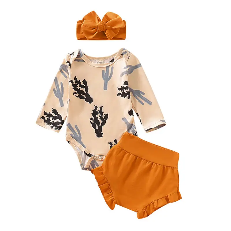 Комплект одежды из 3 предметов для новорожденных девочек хлопковая одежда с