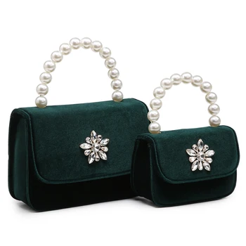 

2020 Handbag Women Two Size Velvet Shoulder Bag Purse Famous Brand Fashion Crystal Bag Diamond Bags Ladies Sac A Main
