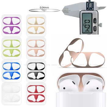 

Metal Dust Guard Sticker for Airpods 1 2 Skin Protective Sticker for Apple Airpods Earphone Charging box Case Cover Shell Skin