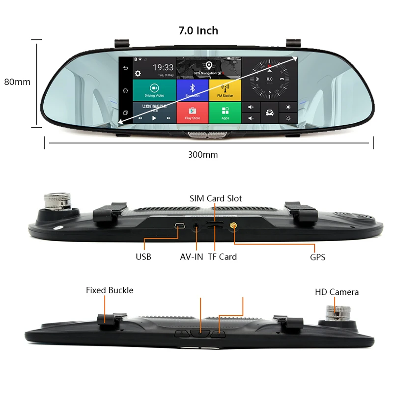 E ACE 3G 7 &quotсенсорный автомобильный DVR камера GPS Bluetooth двойной объектив зеркало