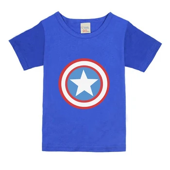 

Kids Boys Cotton Captain America Print T-shirt For Baby Girls Superhero Short Sleeve Cartoon Tops Children New Summer Clothes