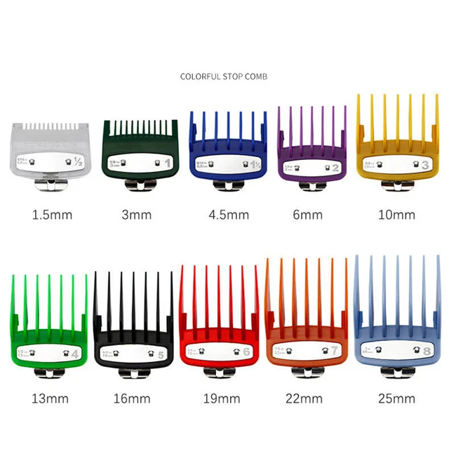 universal hair clipper cutting comb cover, barber shop trimmer protective gear accessory limit comb hairdressing tool 10pcs Colorful