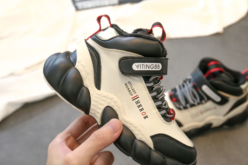 New Winter Kids Running Shoes Color Matching Children's Warm High Top Sport Shoes Fashion Footwear Girls Boys Sneakers