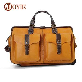 

JOYIR Genuine Leather Rolling Luggage 24inch Travel Tote Suitcase Travel Suitcase Bag Luggage Weekend Bag for Women Men Handbags