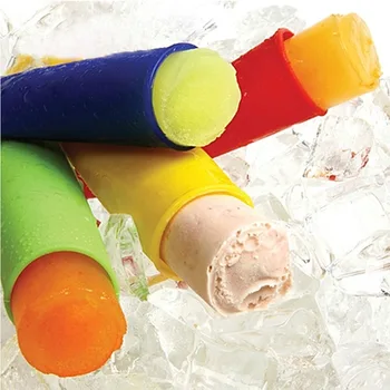 

4pcs DIY Popsicle Molds and Ice Pop Silicone Maker with Attached Lids and Recipe DIN889
