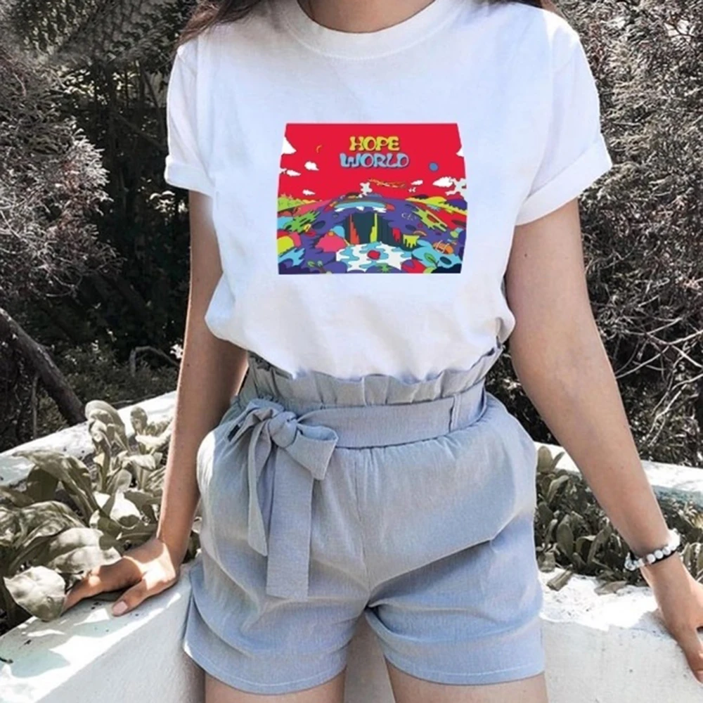 Модная женская Повседневная футболка Hope World летняя с короткими рукавами
