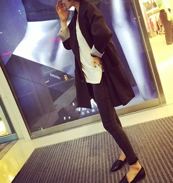

Early Autumn New Style Korean-style Fashion Elegant Versatile Double Breasted Mid-length Long Sleeve Casual Small Suit Coat Wome