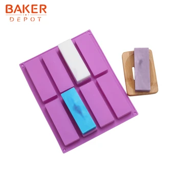 

BAKER DEPOT Rectangle Silicone Mold for Handmade Soap Pudding Bread , Cake, Bread 8 Holes (1pcs 8 Holes rectangleshape)