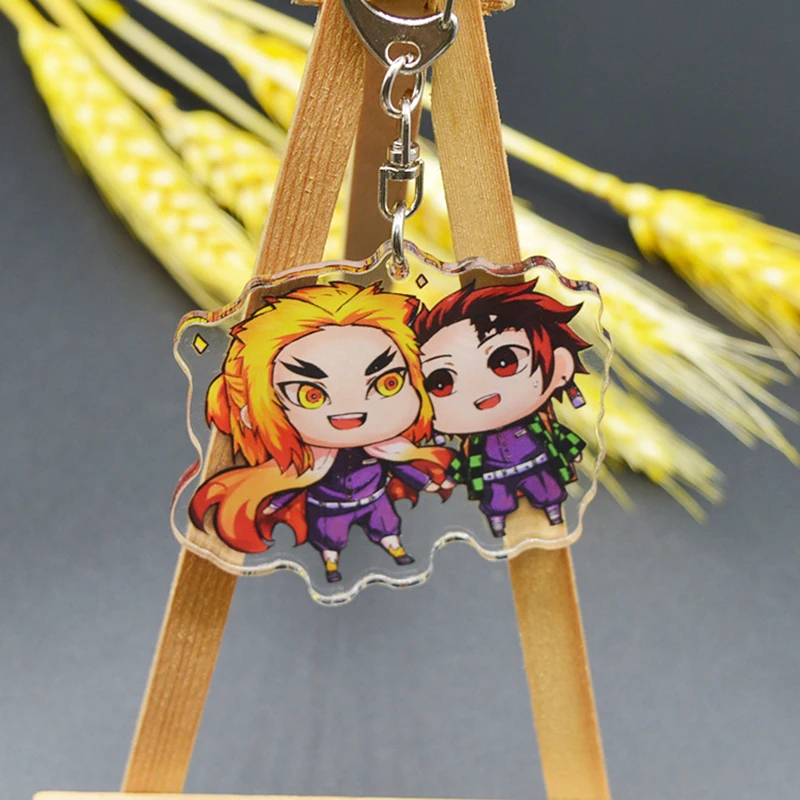 Аниме Demon slayer брелок мультфильм рисунок Kimetsu no Yaiba Kamado Tanjirou двухсторонний акриловый брелок для косплея подарок - Color: 12