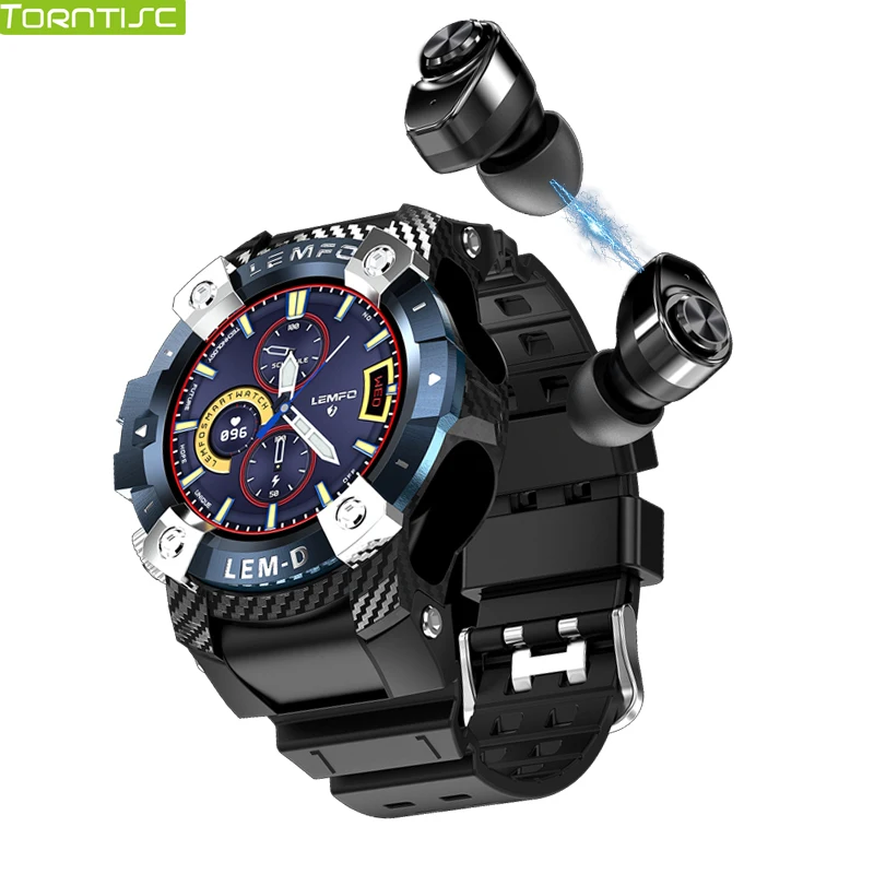 Torntisc 2020 новейшие технологии LEMD Bluetooth наушники 2 в 1 умные часы для мужчин apple watch huawei