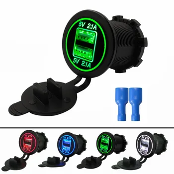 

New Cigarette Lighter Socket Splitter 12V-24V 2 Port USB Car Charger 5V 4.2A output with led light Power Adapter LED Display