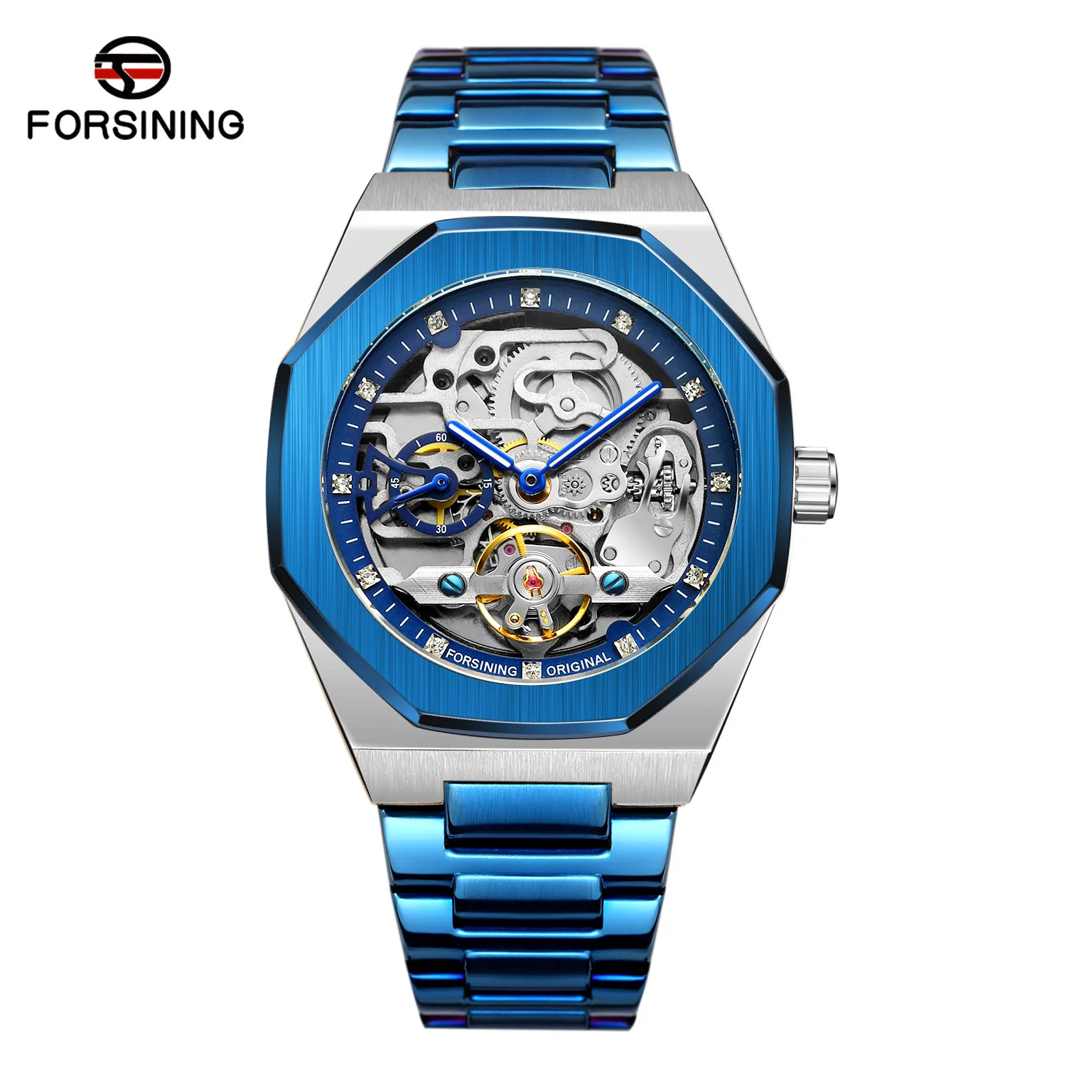 2021 Forsining Top Brand Luxury Automatic Mechanical Watch Luminous Three Eyes Six Needles Skeleton Male Wrist Watch Wrist Clock