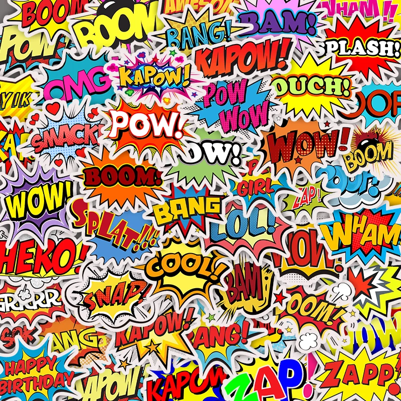 AZ057 50pcsOops Банг бум wow pow стикер DIY водонепроницаемый стикер чемодан телефон компьютер скейтборд Гитара Холодильник - Цвет: AZ057