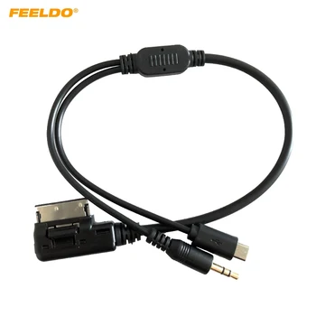 

FEELDO 1PC Car Audio Music AMI/MDI/MMI Interface To 3.5mm Male Micro USB AUX Cable For Audi Volkswagen Wire Adapter #CT1491