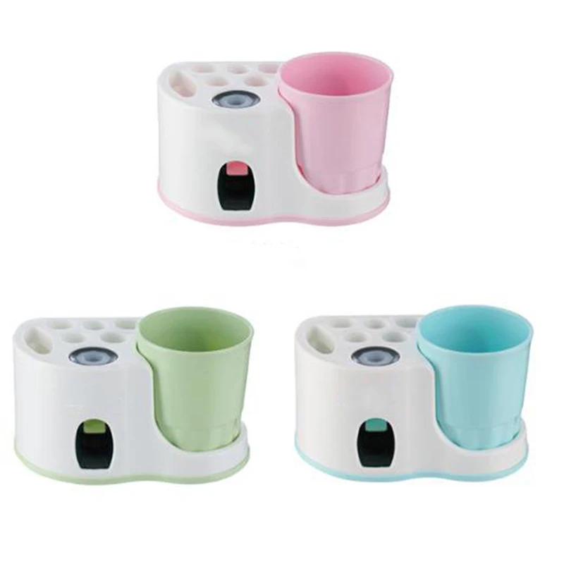 

2020 new automatic toothpaste toothbrush holder suction cup creative toothpaste dispenser wash cup set bathroom accessories