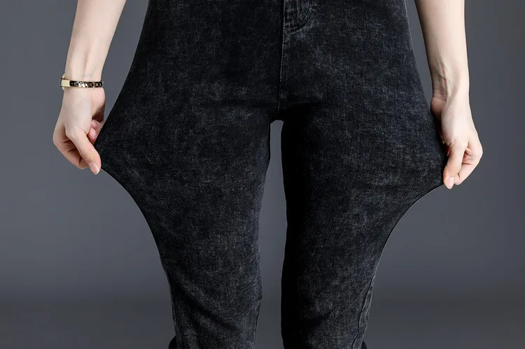 2019 осень-зима 4XL-8XL эластичные повседневные брюки женские черные брюки-карандаш с высокой талией женские плотные узкие брюки длиной до