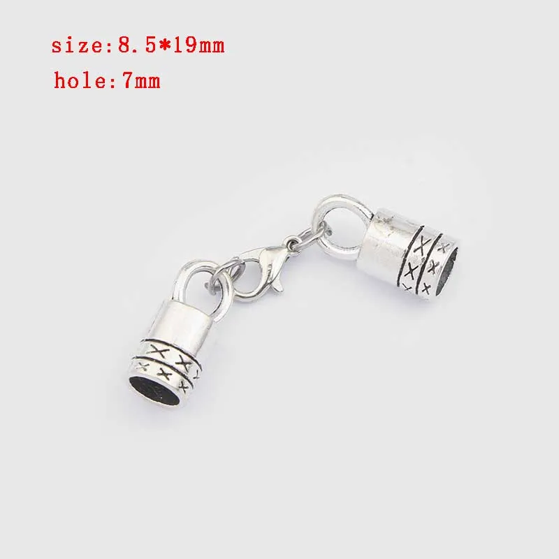 10 5 sets Zinc Alloy Clasp Lobster Clasps Hook End Caps Connectors For 5/6/7/8/10mm Leather Cord Bracelet Necklace Jewelry Making - Цвет: 10