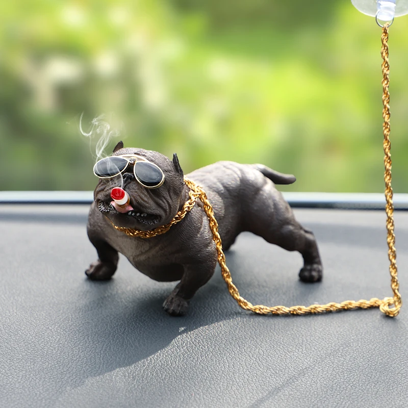 Simulated Bully Pitbull Dog Dolls Car Ornaments Super Cool Car Dashboard  Decoration Ornament With Anti-slip Mat Resin Toys Gifts - AliExpress
