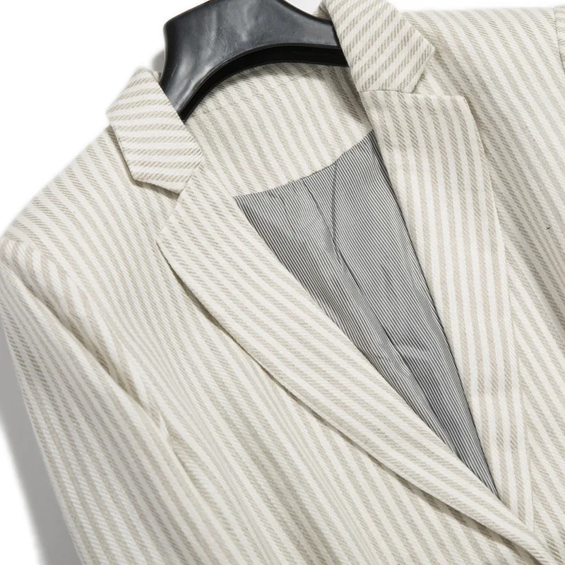 

Micro Gloss outside Mao Single off for Tencel Linen Fabric Hong Kong Style Cut One-Button Commuting Suit Jacket