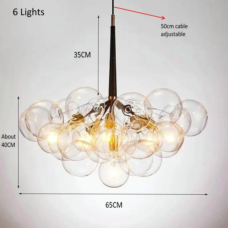 Скандинавская стеклянная люстра с пузырьками художественные подвесные