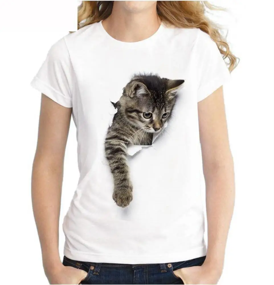 women 3D cute cat print T-shirt Tops Tee Summer Female T shirt Girls Short Sleeve T shirt For Women Clothing