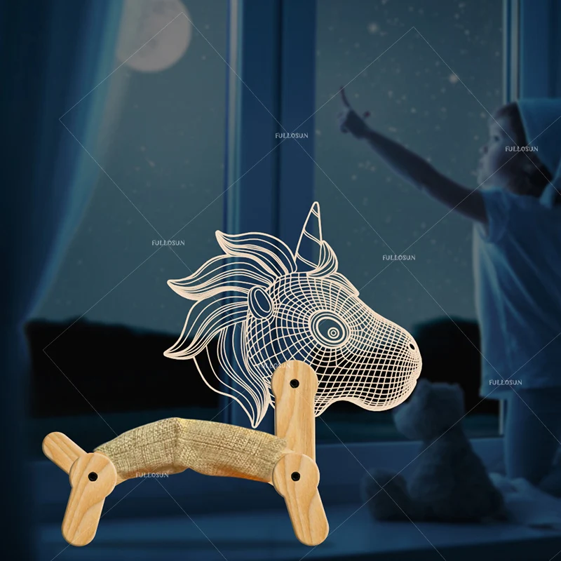 

3D Folding lamp creative unicorn shape warm white color new ideal creative gift mordern style