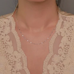 925 Sterling Silver Sparkling New Necklace Disc Clavicle Chain Simple Bare Chain Multifunctional Ladies Jewelry Party Gift