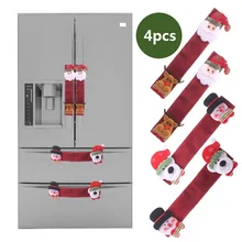 4 шт. Ручка дверцы холодильника Чехлы Кухня прибор 3D протектор придверный, с рождественскими мотивами чехол для ручек