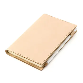 

Genuine Leather Cover Suit For Standard Fitted A5 A6 Paper Book Beige Pink