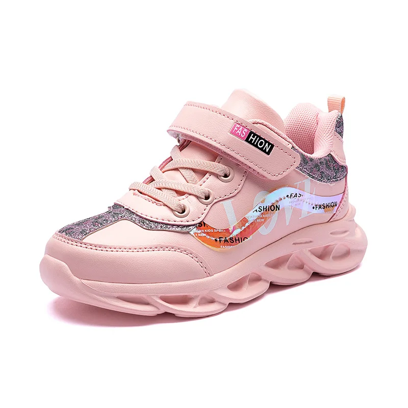 

Fashion Girls Cushion Breathable Casual Sneaker Hook and Loop Closured Shoes for Children Shoes