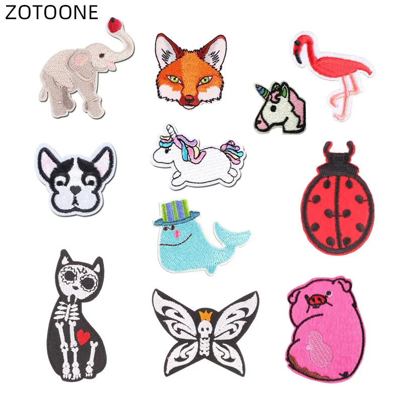 Нашивки в виде животных ZOTOONE с утюгом значок изображением единорога лисы