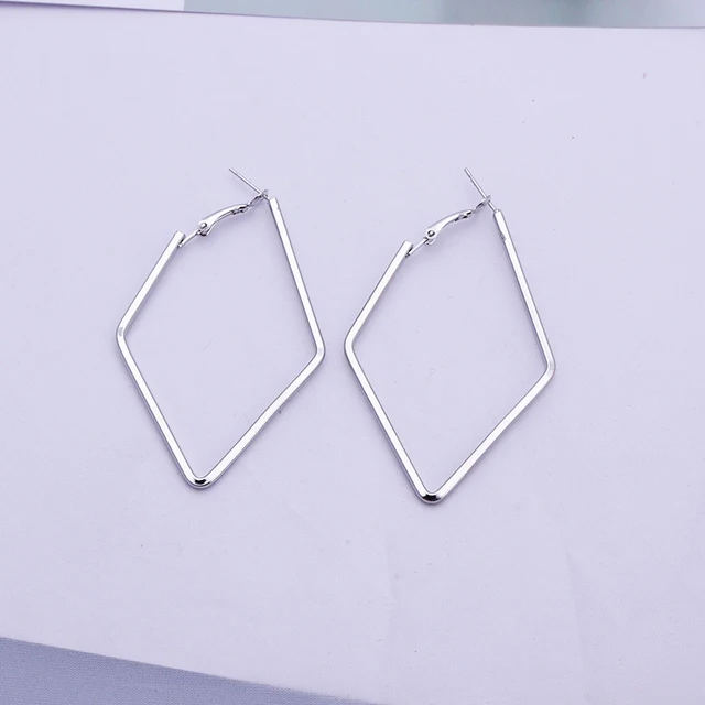 Fashion Korea Geometric Hoops Earring For Women Gold Color Punk Style Rings Women Earring Fashion Jewelry 2021 Trend,1 Pair 9
