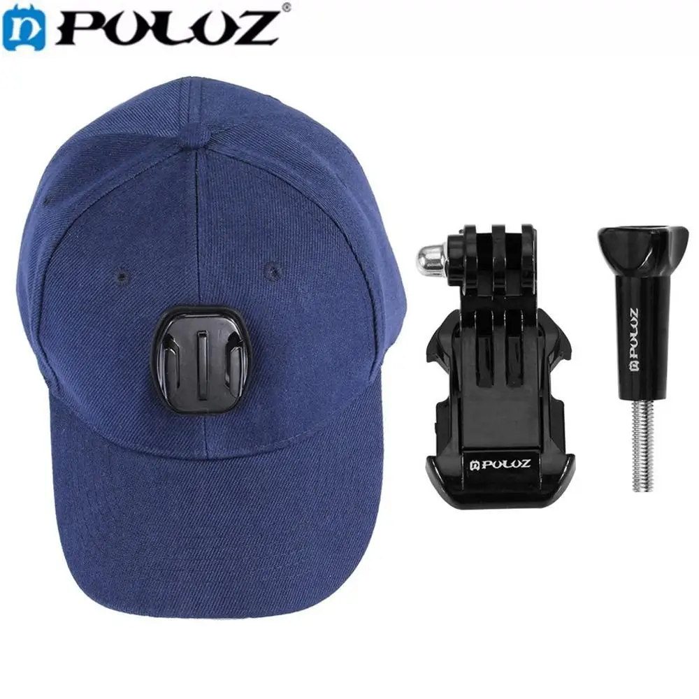 PULUZ для Go Pro Аксессуары бейсболка кепки Регулируемая Strapback кепки с j-крюк Пряжка Крепление Винт для GoPro HERO 5 4 3+ 3 2 - Цвет: Синий цвет