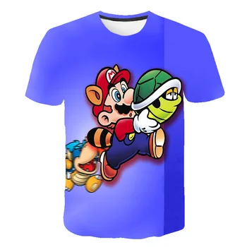 

2020 Summer Funny 3D Printed Mario Children's Clothes Cartoon boy / girl T-shirt Children's Short Sleeve 4-14T
