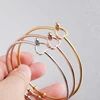Fnixtar 2mm Thickness Wire Bangle Stainless Steel Open Love Heart Bracelets Bangle  60mm 10piece/lot 5