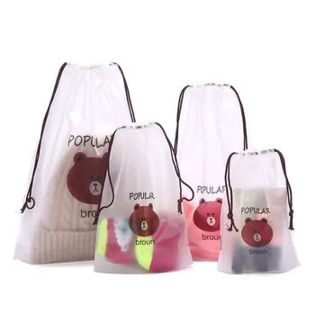 

100pcs transparent Cosmetic Bathroom Organizer Wash Bag Pouch Storage Package Drawstring Bag portable Travel makeup bags