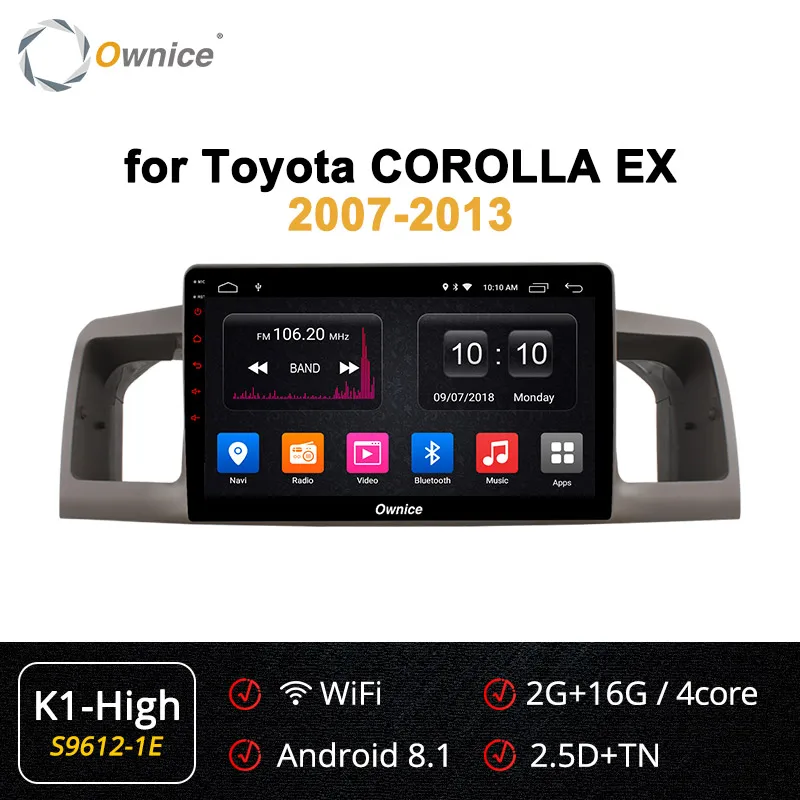S9612-1 K1 HIGH Ownice 2 Din Android 9,0 автомобильный dvd-плеер для Toyota COROLLA EX 2007- автомобильный Радио двойной gps навигация 360 панорама DSP 4G LTE - Цвет: S9612-1 K1 HIGH
