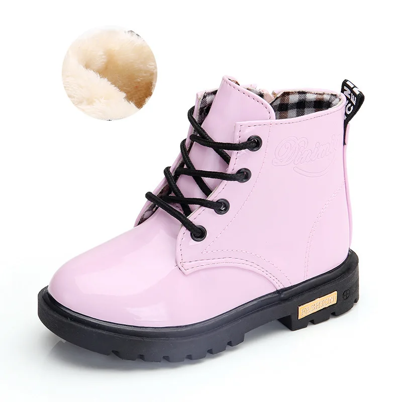 children's shoes for sale Plus Children Martim Shoes Boots for Children Size 21-37 Boots for Girl PU Leather Waterproof Winter Kids Snow Shoes Girls Boots leather girl in boots Children's Shoes