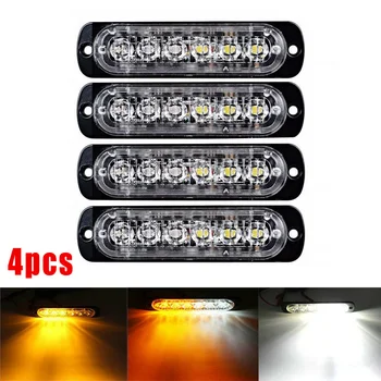 

4pcs Bar lights Ambe Strobe Replacement 6000K 6-LED Car Truck Emergency