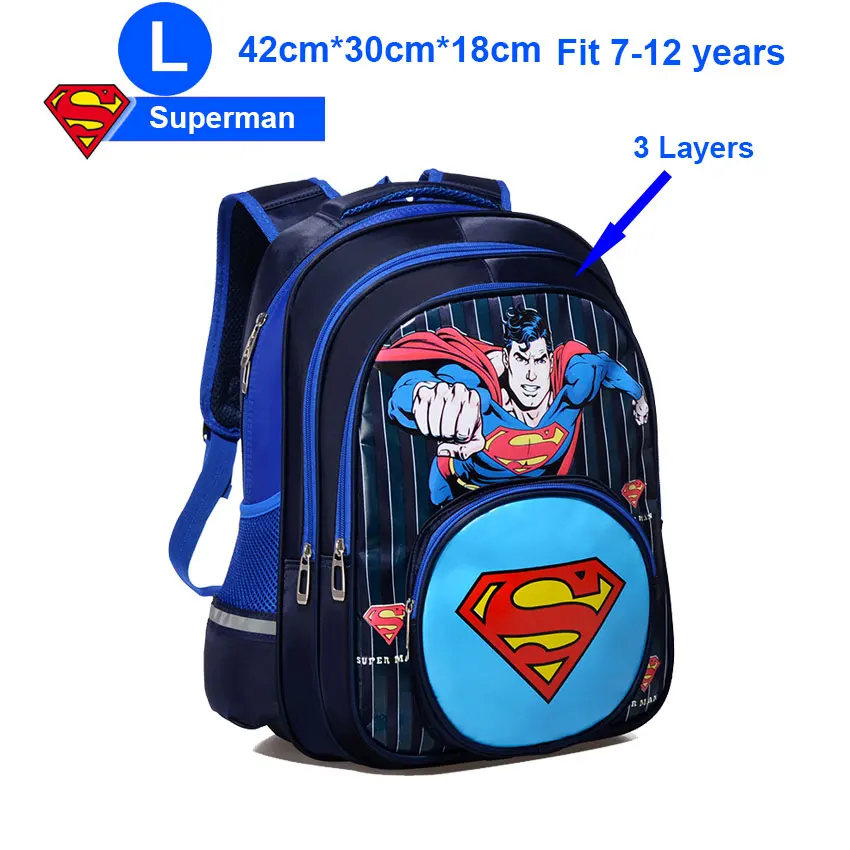 Комиксы Супермен Бэтмен Капитан Америка мальчик девочка дети детский сад школьная сумка Подростковая Студенческая рюкзаки - Цвет: Blue L Superman